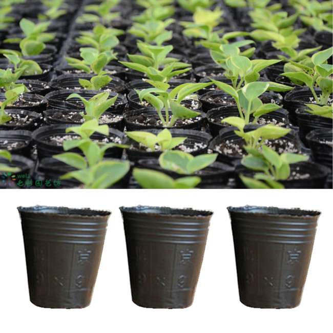 100PCS 3.74in x 3.93 in Round Black Plastic Nursery Plant Pots Disposable Garden Tools