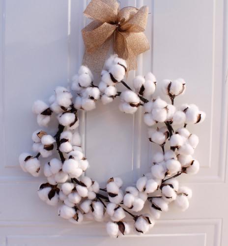 Wreaths Real Cotton Wreath Farmhouse Decor Christmas Vintage Wreath Home Decoration 14 Inch