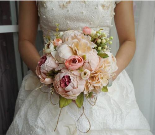 Wedding Bride Bouquet Realistic Hand Tied Flower Decoration Holiday Party Supplies European chaise longue roses wedding flowers