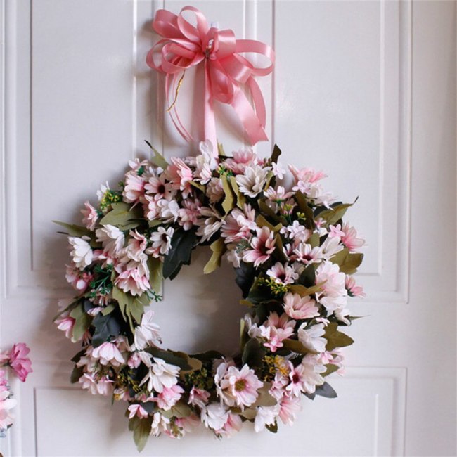Door Wreath Artificial Flower Wreath Wall Hanging Door Decoration Home Decoration Farmhouse Deocr Little daisy artificial flower