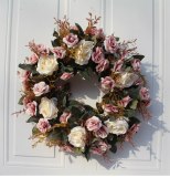 40CM Nordic red Rose Artificial Flower Wreath Wall Hanging Artificial Fake Flower Dried Flowers Bridal Garland Charm Home Decor