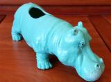 PVC Plant Pots with Draining Hole Plastic Decorative Flower Pot Hippo Shaped Plant Pot Succulent Vase Garden Planter - (Color: Blue Hippo)