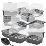 Compact 12-Cell Seedling Starter Tray with Dimmable LED Grow Lights - 16cm Height