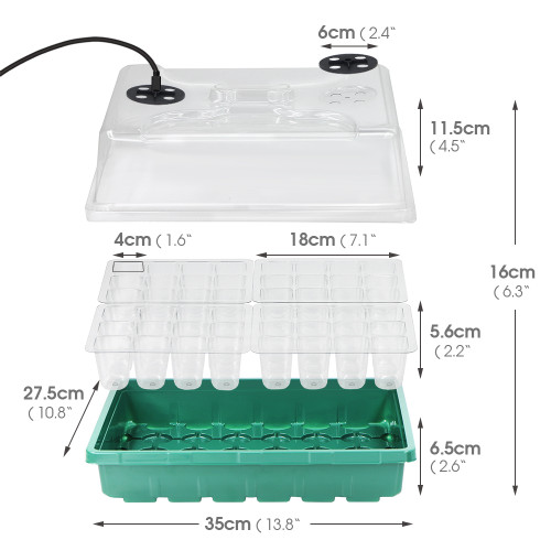 Warm Light Brilliance: 48-Cell Seed Starter Propagation Tray with 4 Beads LED