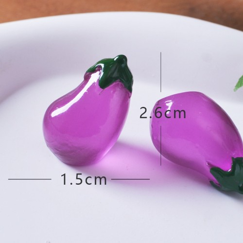 Mini Eggplant Vegetable DIY Decorative Accessories, Resin Eggplant Glow-in-the-Dark Flat Accessories for Crafts