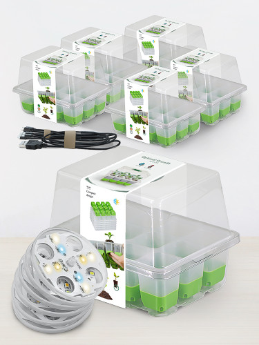 LED Grow Light Seed Starter Kit – 3 Spectrum Lights for Indoor Seed Germination | Reusable Seedling Tray with Dome, Perfect for Vegetables, Flowers, and Succulents