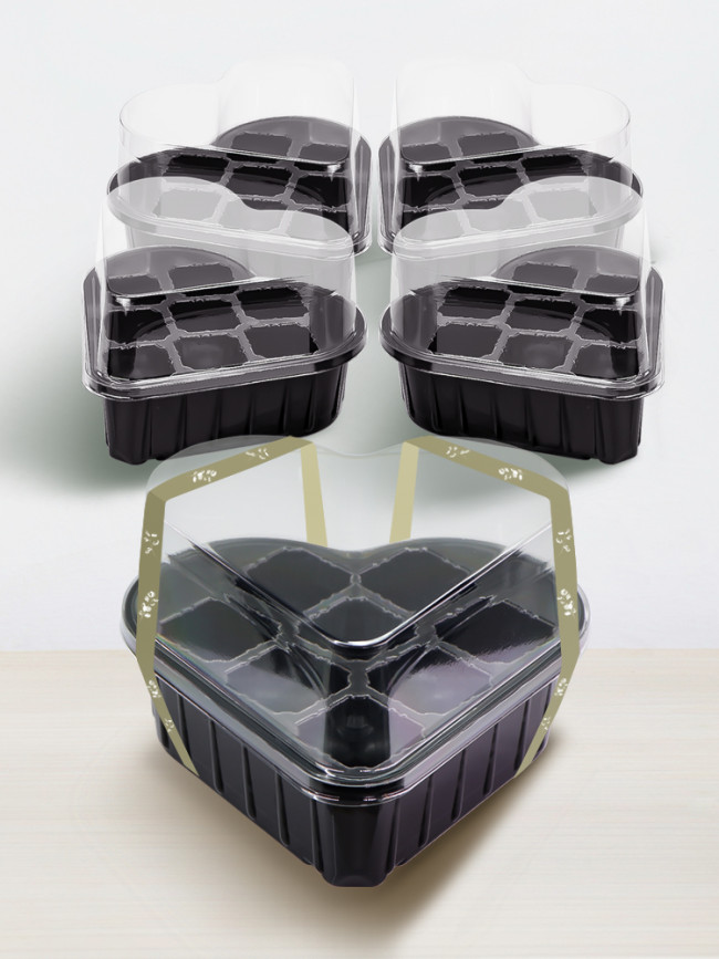 N298 8-Hole Heart-Shaped Seed Starter Tray – Transparent PET Cover for Optimal Growth | Ideal for Flowers, Herbs, and Vegetable Cultivation | Durable & Eco-Friendly