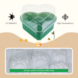 N297 Heart-Shaped Seedling Tray for Home Gardening | 8-Hole Eco-Friendly PET Seed Starter with Drainage & Transparent Lid for Greenhouse & Balcony Use