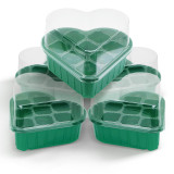 N297 Heart-Shaped Seedling Tray for Home Gardening | 8-Hole Eco-Friendly PET Seed Starter with Drainage & Transparent Lid for Greenhouse & Balcony Use