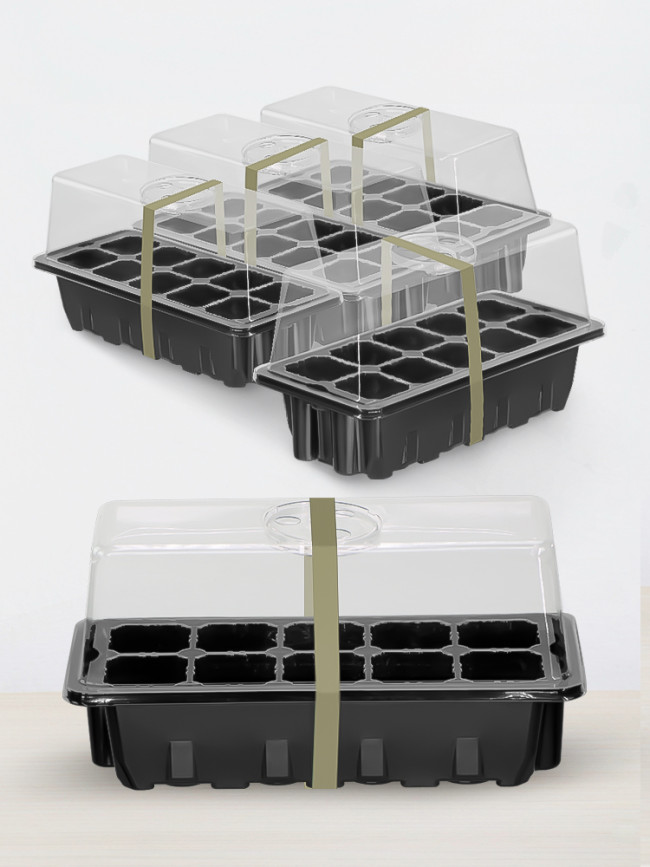 N300 Transparent Seed Starter Tray with Lid, 10 Cells & Drainage Holes - Ideal for Growing Vegetables, Flowers, Herbs Indoors