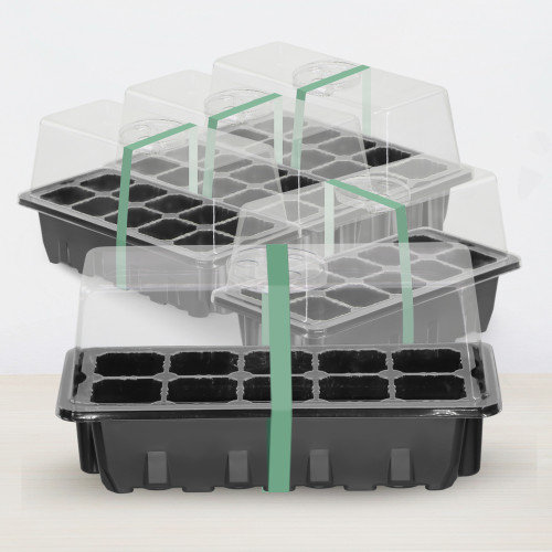 N300 Transparent Seed Starter Tray with Lid, 10 Cells & Drainage Holes - Ideal for Growing Vegetables, Flowers, Herbs Indoors