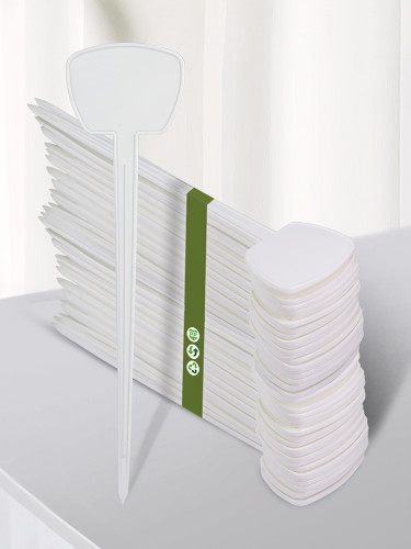 N308 Durable 19.5cm T-Shaped Plant Labels - Waterproof, Writable, PP Material with Reinforced Rod for Home Gardens and Greenhouses