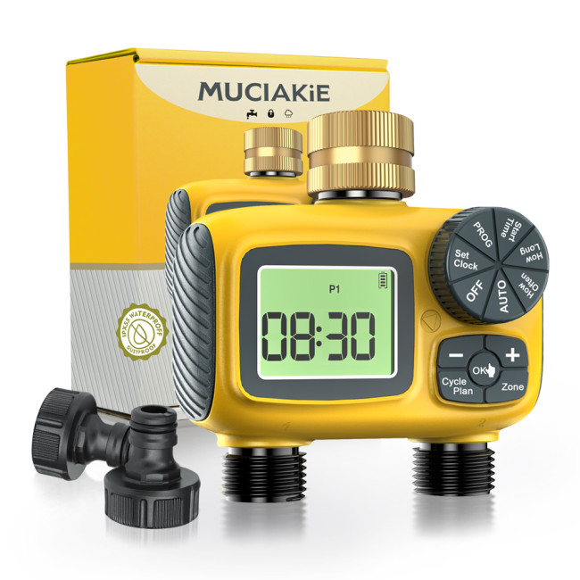 N366 Luxury Digital Sprinkler Timer – 2-Zone Programmable Irrigation Controller with 3 Custom Watering Plans per Outlet