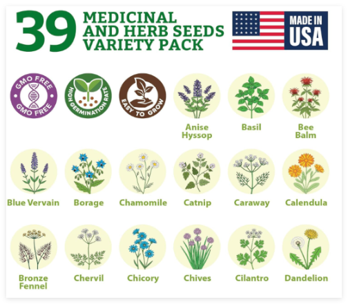 Medicinal Herb Seeds Variety Pack – Heirloom Non-GMO Apothecary Seed Kit