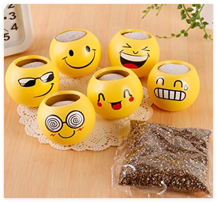 Creative Gift Planter Grass Growing Head Seed Pot Ceramic Doll Pot Office Furniture Life Decorations