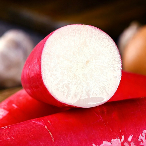 'Qishan Laobukang No.2' Water Radish Seeds - Raphanus sativus, Red Skin White Flesh Hybrid Variety, Easy to Cultivate