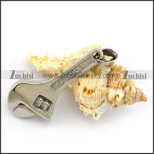 Silver Stainless Steel Wrench Pendant p003374