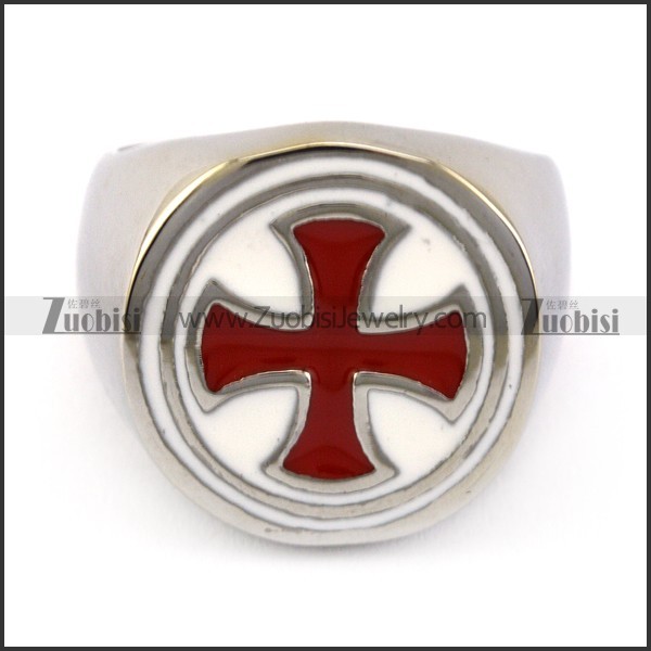 Red Cross White Epoxy Ring r004957