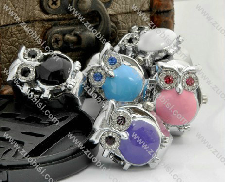 Colorful Stone Little Owl Pocket Watch -PW000225