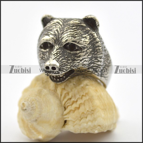 stainless steel bear ring - r000095
