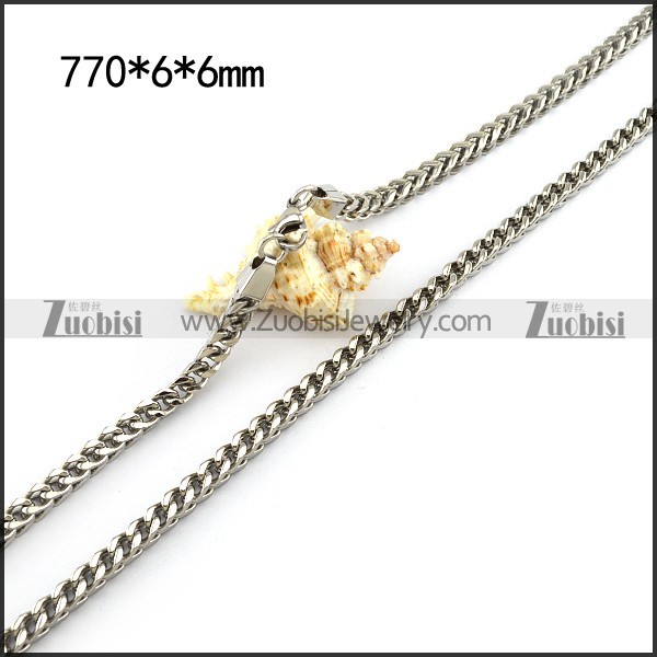 6mm Wide Silver Color Stainless Steel Foxtail Chain w Cut Edge n001469