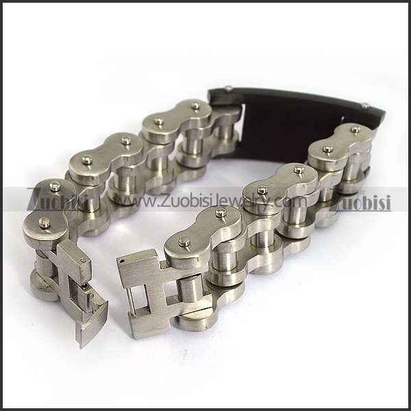 25MM Wide Bicycle Chain Link Bracelet with Black Plated ID Tag b004619