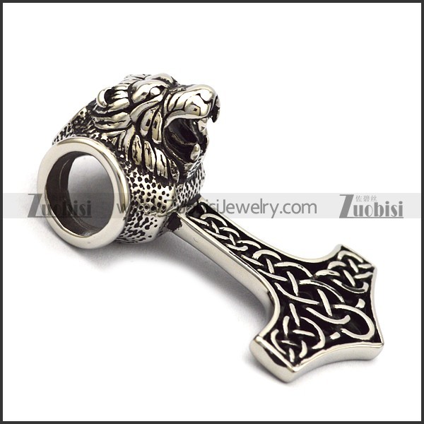 5.3CM Big Vintage Silver Lion Head Pendant p006184