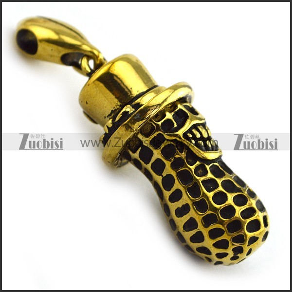 Vintage Gold Copper Peanut Pendant p004439