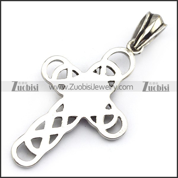 Stainless Steel Cross Pendant with Leo Head p004921