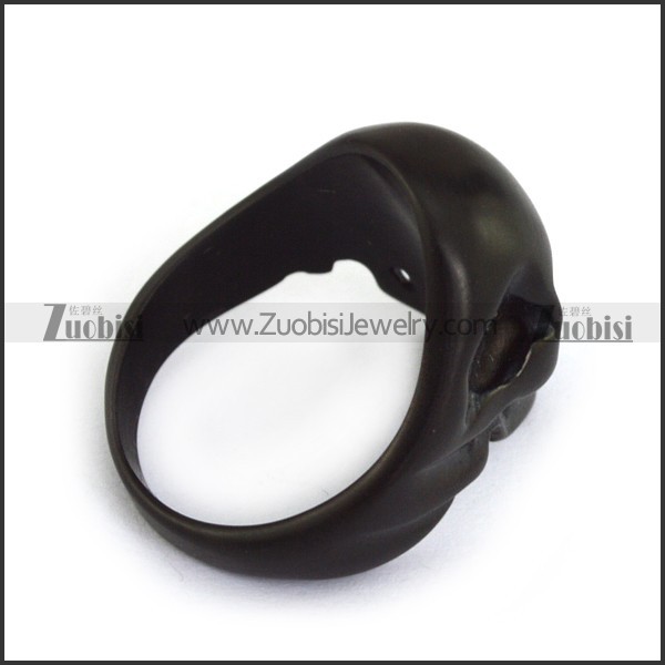 small black brushing stainless steel casting skull ring r001205