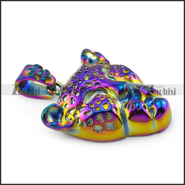 Colorful Tone Leopard Head Pendant p004887