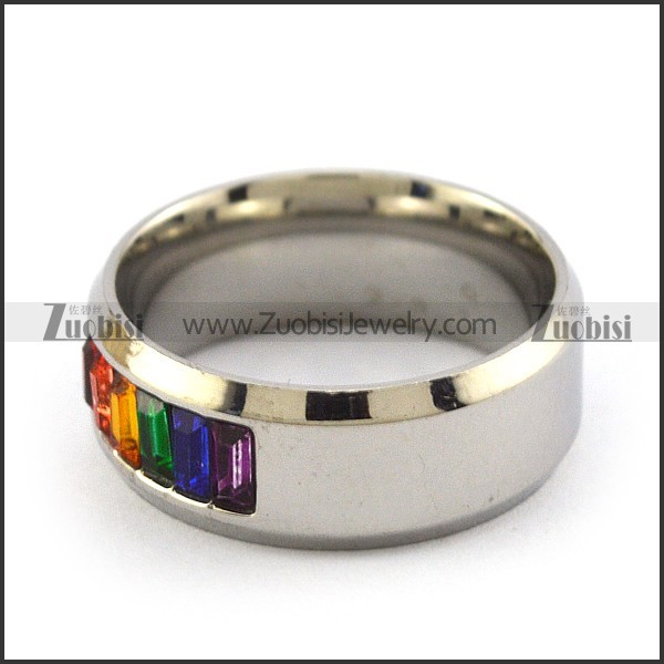 Stainless Steel Rainbow Gay Pride Band Ring LGBT r003958