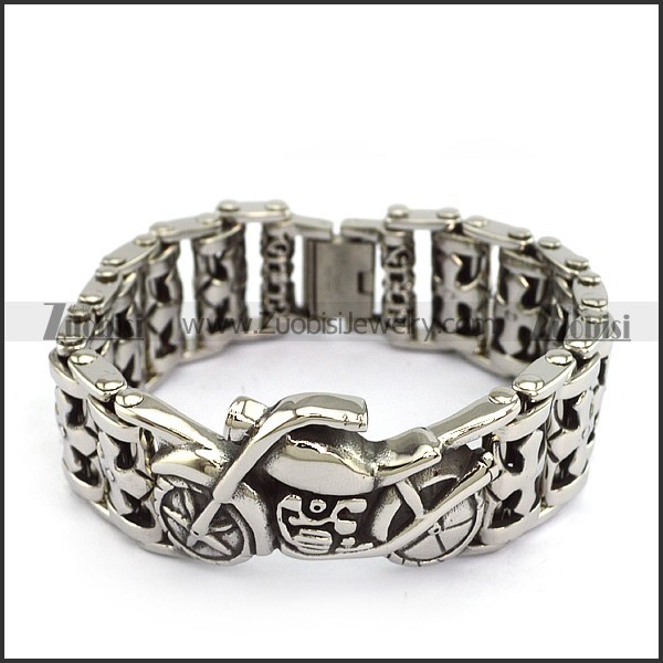 Unique Casting Cross Bracelet with a 3D Motorcycle b004858