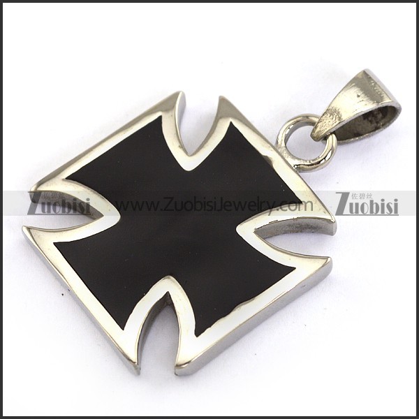 4CM Black Epoxy Stainless Steel Cross Pendant p003953