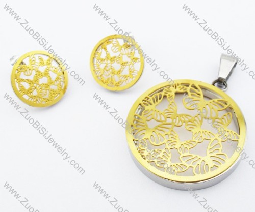 Golden Butterfly Stainless Steel Jewelry Set -JS050036