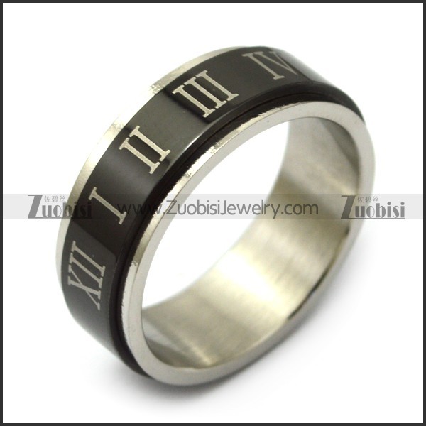 black roman numeral spinner ring for unisex r005167