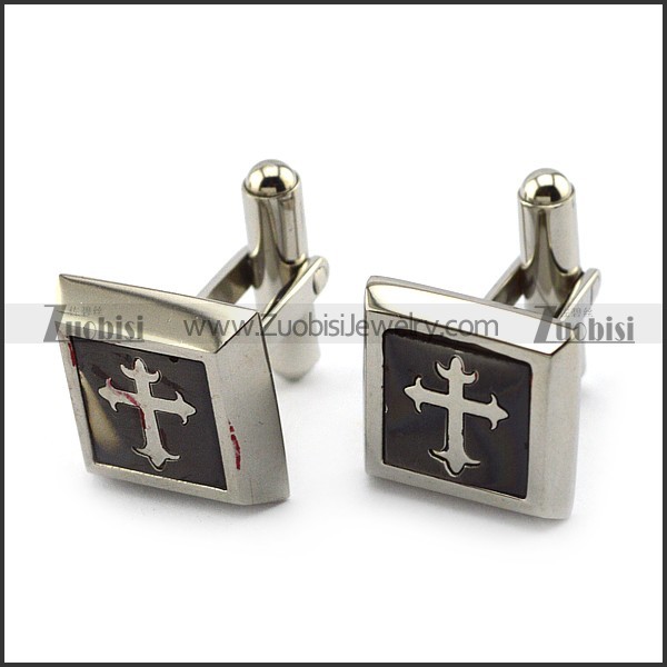 Cross Epoxy Stainless Steel Cufflink c000149
