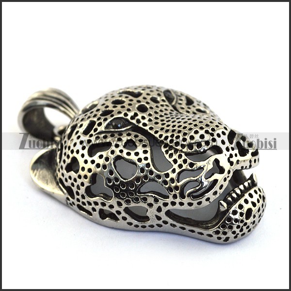 Hollow Stainless Steel Leopard Head Pendant p003428