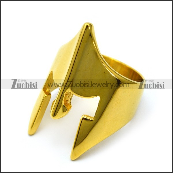18k gold plating stainless steel spartan helmet ring r005058