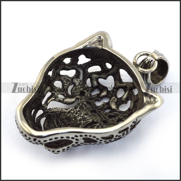 Hollow Stainless Steel Leopard Head Pendant p003428