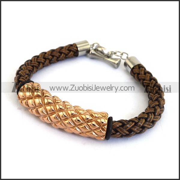 braided leather bracelet with OT buckle b001862