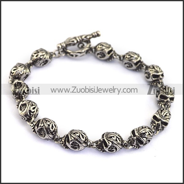 12 cut-out skull heads bracelets for ladies b002779