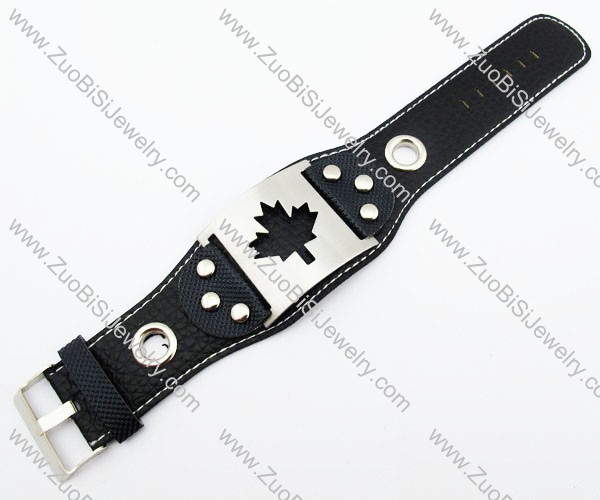 Stainless Steel Maple Leaf Leather Bracelet -JB140049
