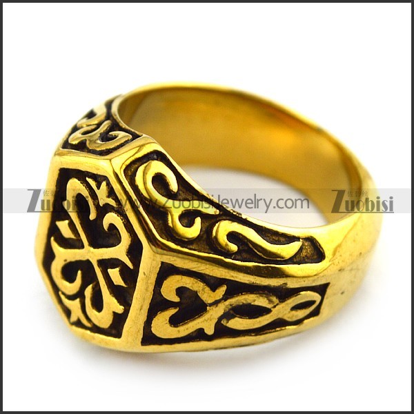 Thor Hammer Ring in Gold Plating Stainless Steel r004384