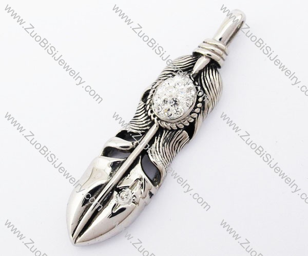 Stainless Steel Transparent Stone Pendant - JP420029