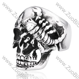 Stainless Steel Scorpion Skull Ring - JR350167