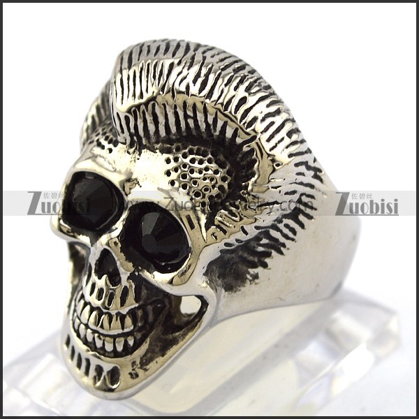 Black Rhinestones Eyes Skull Ring r004305