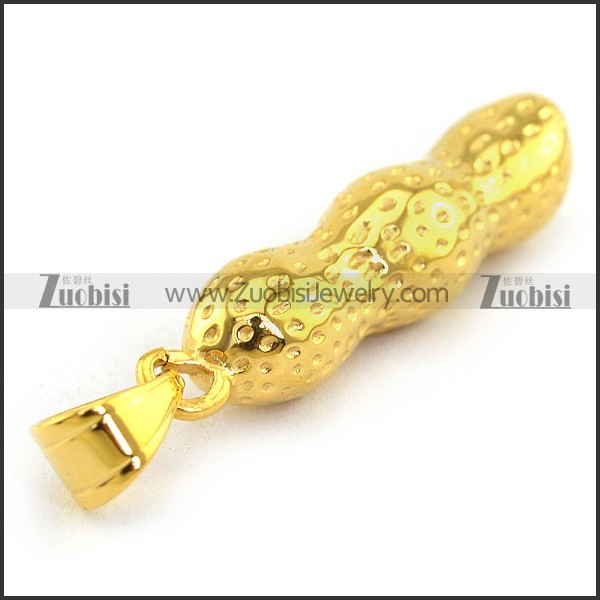 Gold Steel Peanut Pendant p003361