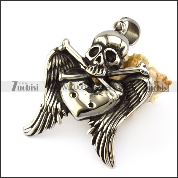 stainless steel skull pendant p001312