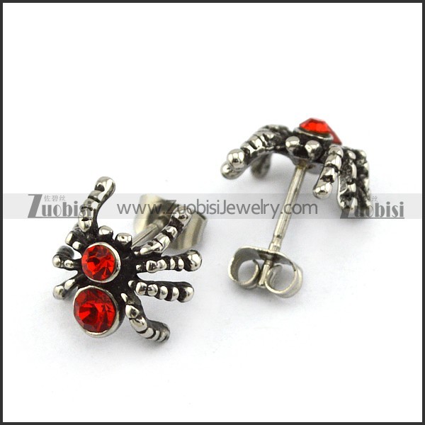 Stainless Steel Red Spider Earrings -e000097